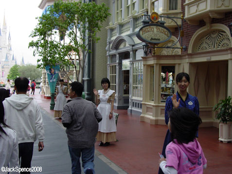 Cast Members Waving World Bazaar at Tokyo Disneyland